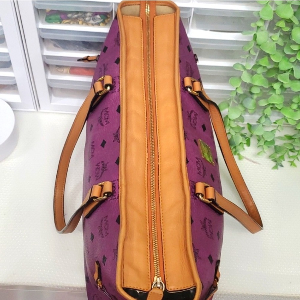 MCM Only Used Once! Custom Made Purple and Tan Monogram Tote Bag - Picture 8 of 16